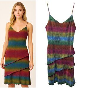 VTG 90s La Fete Rainbow Layered Dress Y2K Vintage